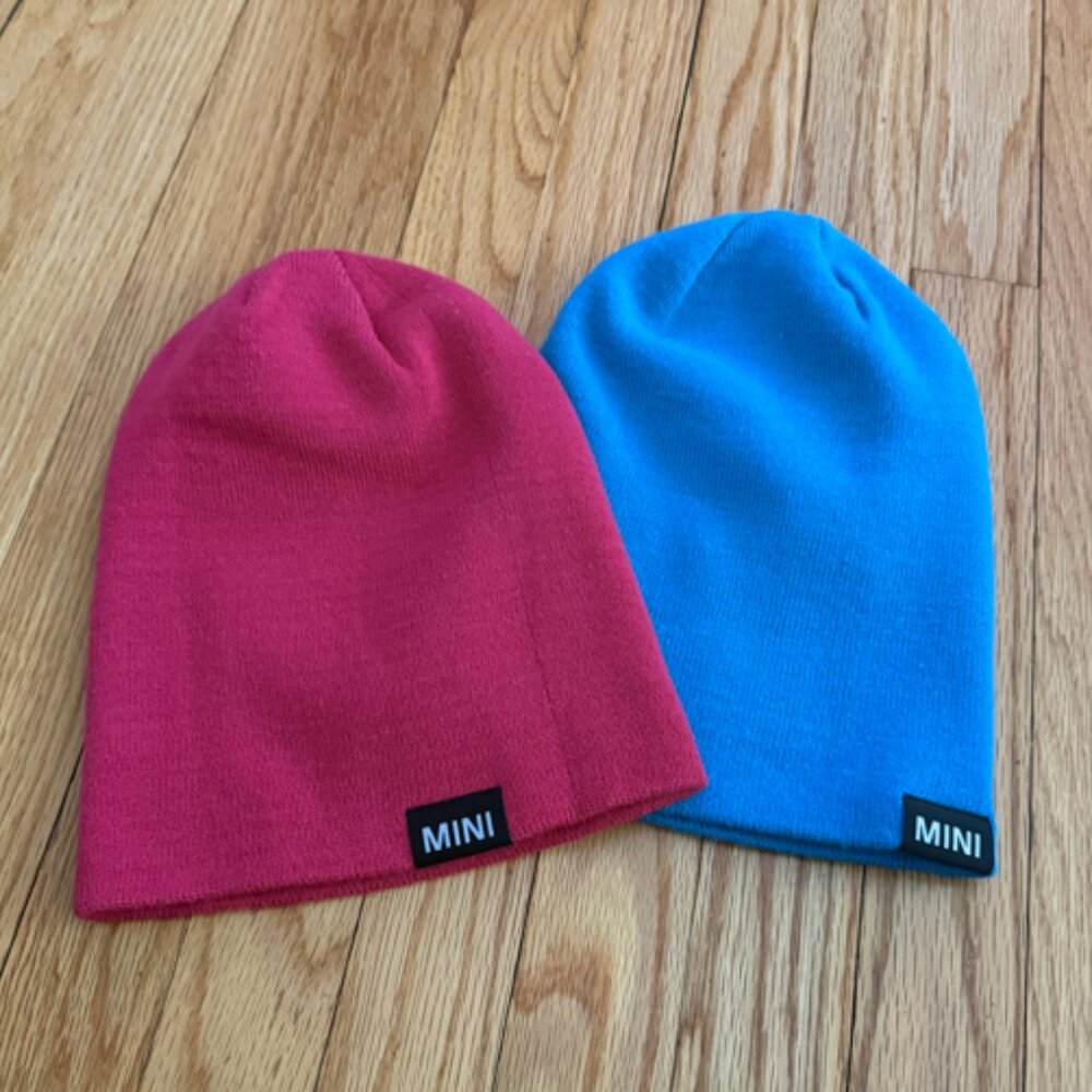BMW pink & blue MINI USA logo winter warm hats